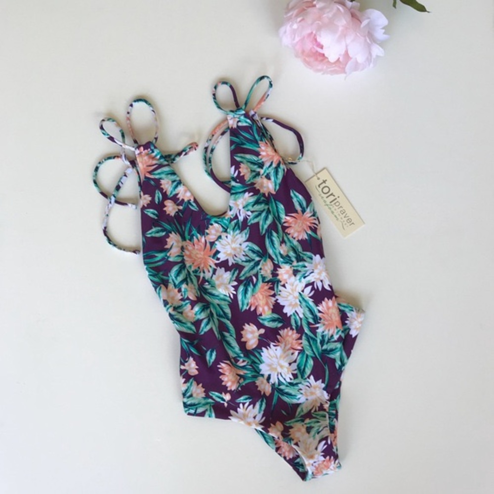 Purple Floral Tori Praver One Piece Swimsuit